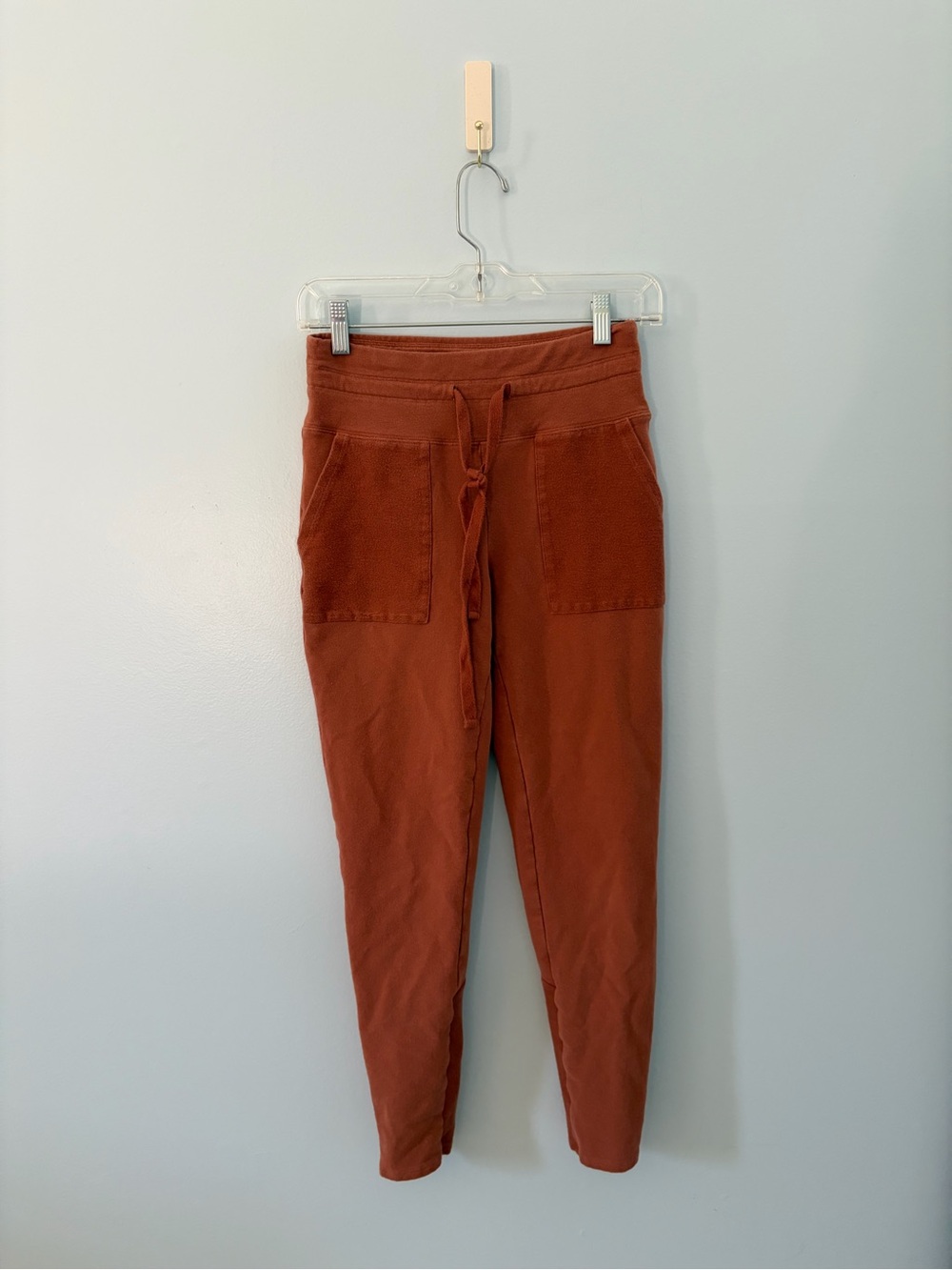 UpWest Rust Brown Cotton Drawstring Leggings with Pockets